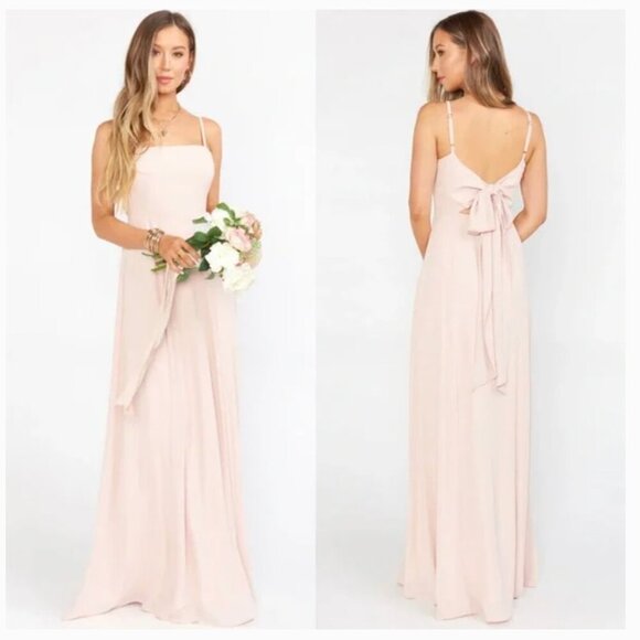 Show Me Your MuMu Lauren Tie Maxi Dress - Dusty Blush Crisp - Size S - Picture 1 of 10